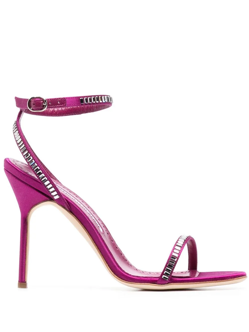 Босоножки на шпильке с заклепками Manolo Blahnik, розовый