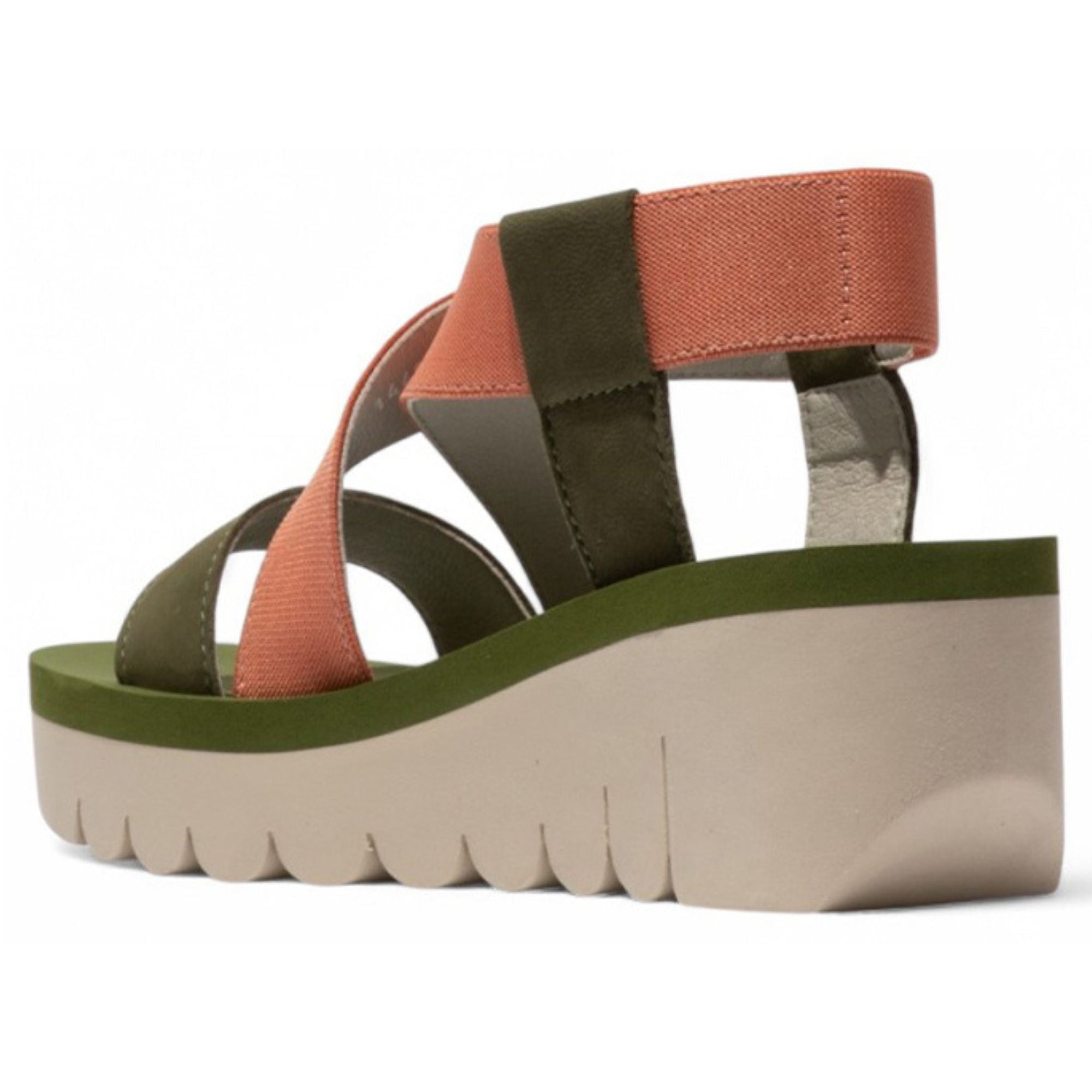 YABI922FLY - женские босоножки на платформе из кожи FLY London, зеленый/розовый — фото 3