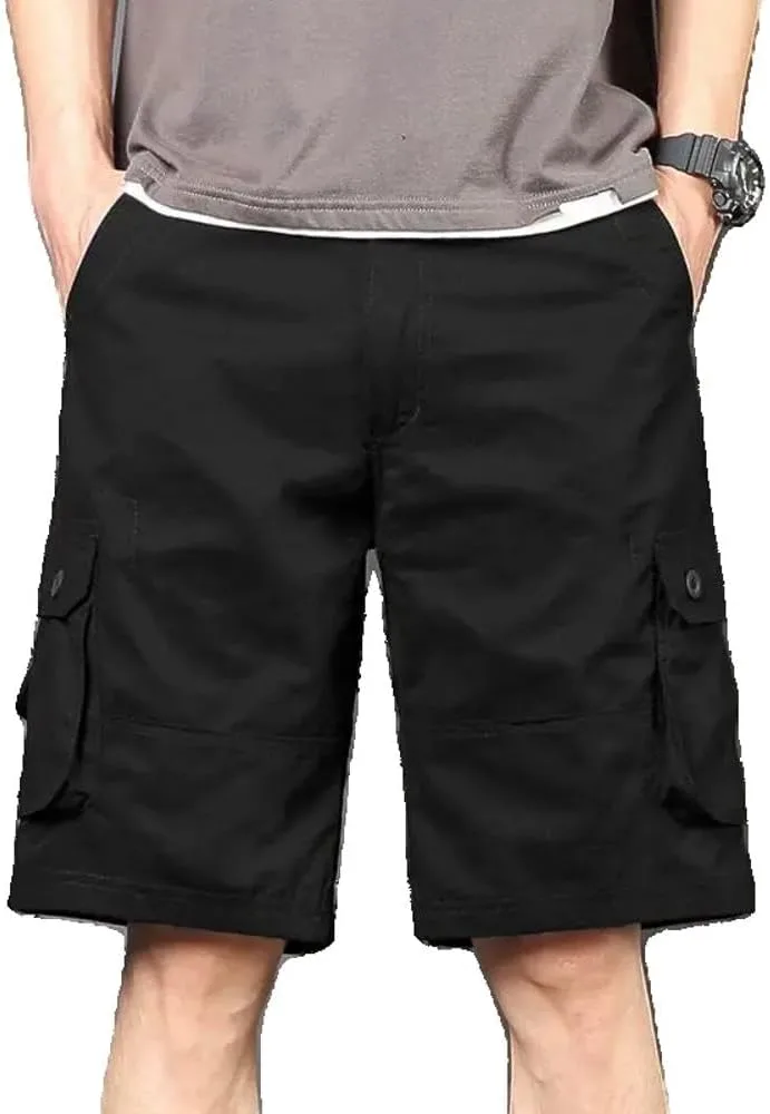 

Черные мужские карго-шорты green с эластичным поясом MIGAOQ