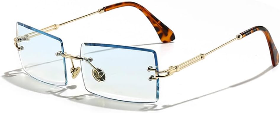 

MUTYNE Модные маленькие прямоугольные солнцезащитные очки, стильные женские и мужские, без оправы, для велоспорта, ретро, ​​защита от УФ-излучения UV400, C8 Blue Gradient