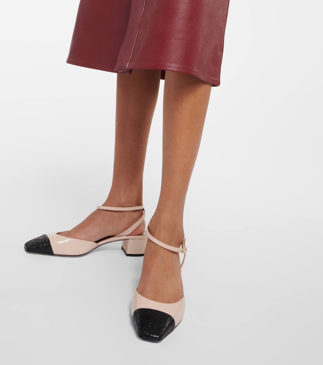 Туфли-лодочки French Flirt 35 из кожи Aquazzura, цвет light nude/black — фото 4
