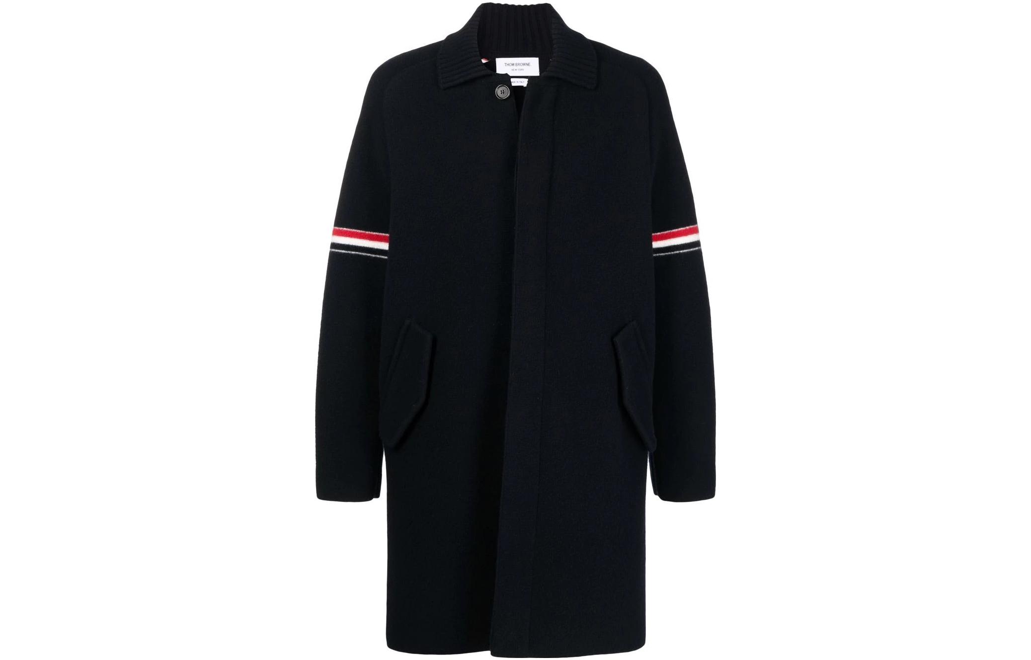 

Полосатое пальто Milano Rwb THOM BROWNE, Морской синий, Коричневый, Полосатое пальто Milano Rwb THOM BROWNE, Морской синий