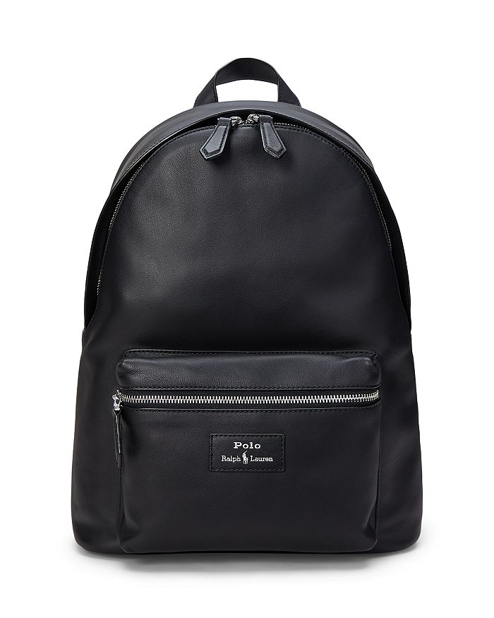 

Гладкий кожаный рюкзак Polo Ralph Lauren, черный