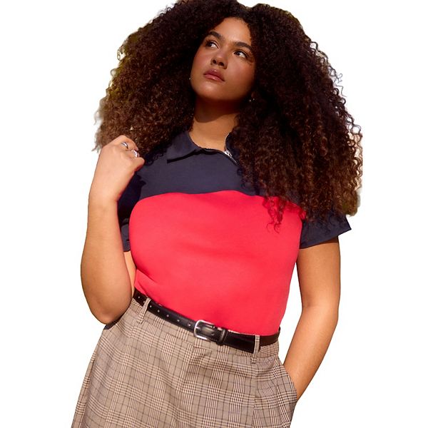 

Женская поло с асимметричной молнией на горловине plus size Eloquii