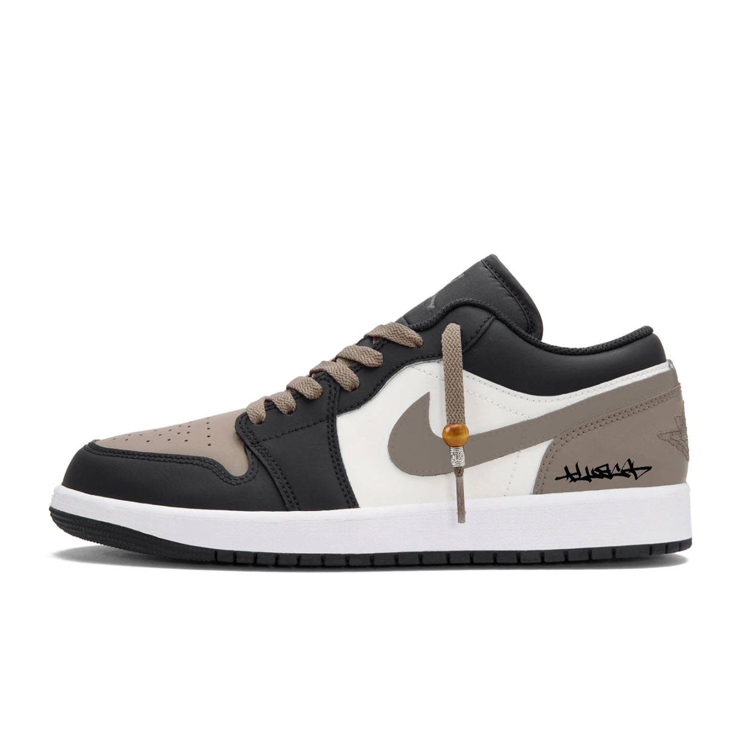 Jordan Air 1 Mocha Coconut Устойчивые к истиранию низкие кроссовки в винтажном стиле для унисекс, цвет молочный чай с коричневым оттенком — фото 3