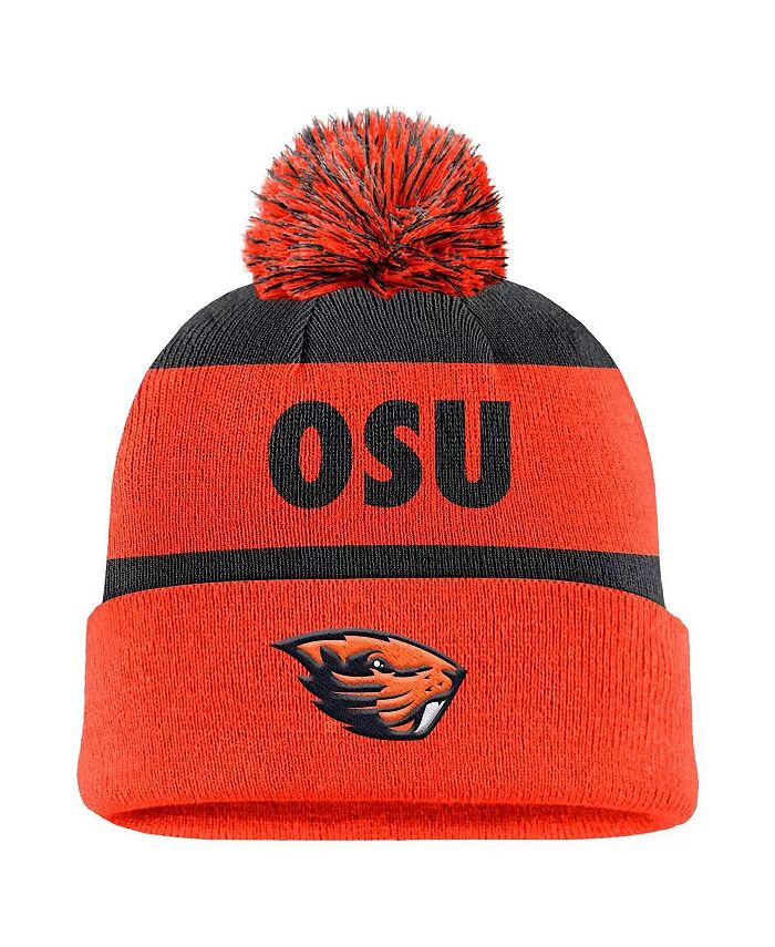 

Мужская темно-синяя/оранжевая вязаная шапка Oregon State Beavers Peak Stripe с манжетами и помпоном Nike