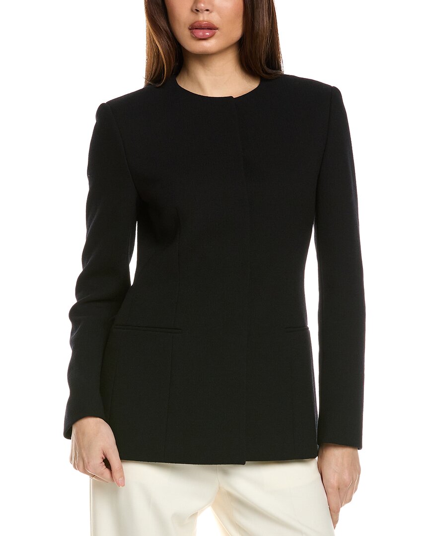 

Lafayette 148 New York Безворотниковый блейзер из шерсти, черный