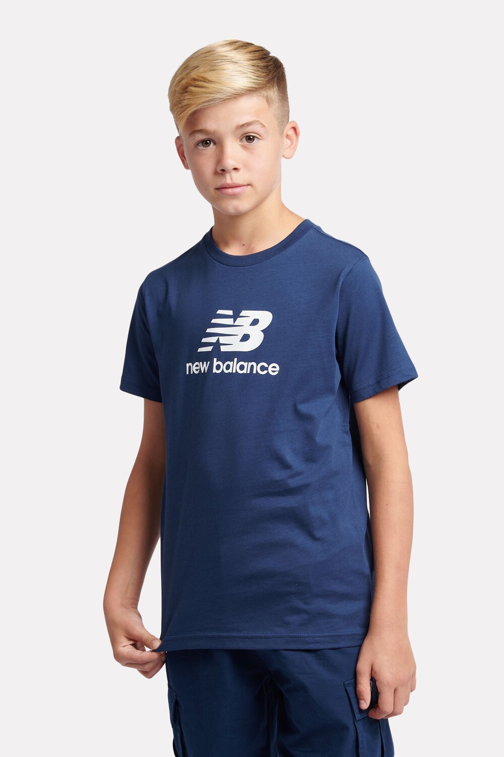 

Футболка для мальчиков с логотипом, 100% хлопок New Balance, синий