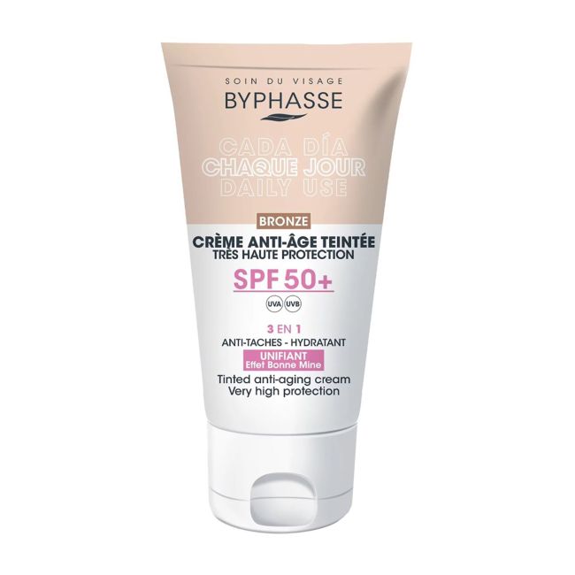 

3 в 1 spf50+ бронзовый тональный защитный крем для лица Byphasse, 50 мл