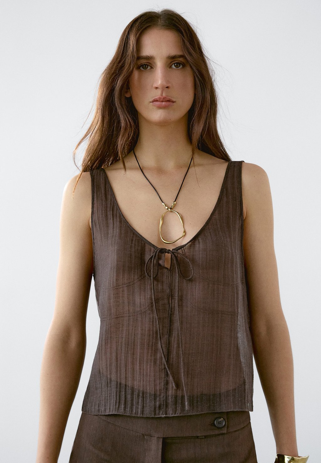 

Топ LIGHTWEIGHT - Blouse Massimo Dutti, темно-коричневый