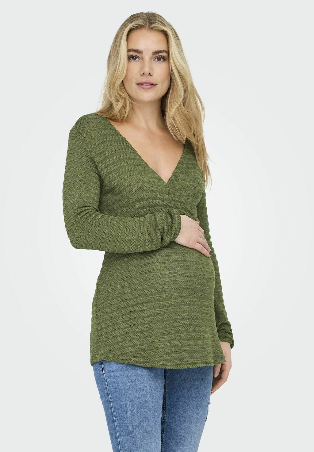 

Джемпер NORMAL GESCHNITTEN V-AUSSCHNITT ONLY MATERNITY, темно-зеленый