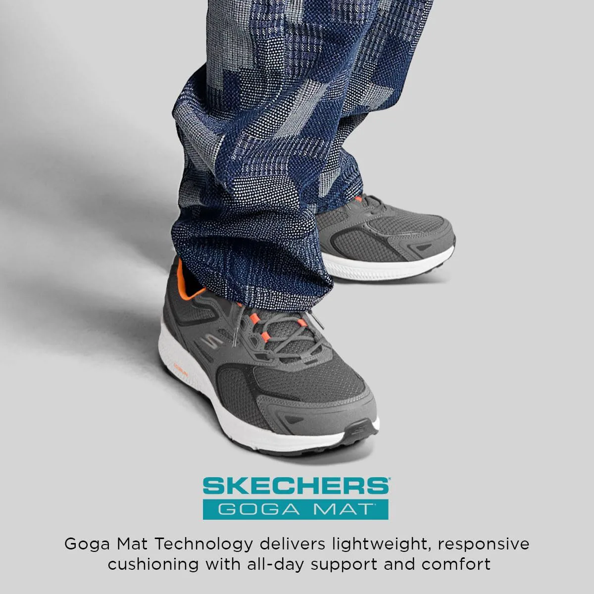 Мужские кроссовки Skechers Go Run Consistent - для бега и ходьбы, серый/оранжевый — фото 3