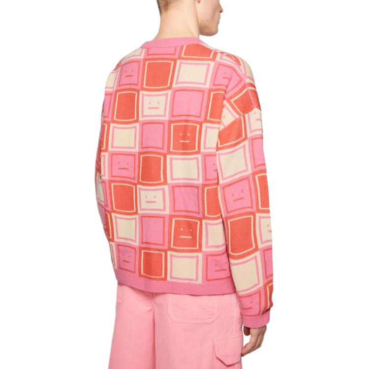 Джемпер с логотипом в технике жаккард Acne Studios, Ржаво-оранжевый/Танго-розовый — фото 4