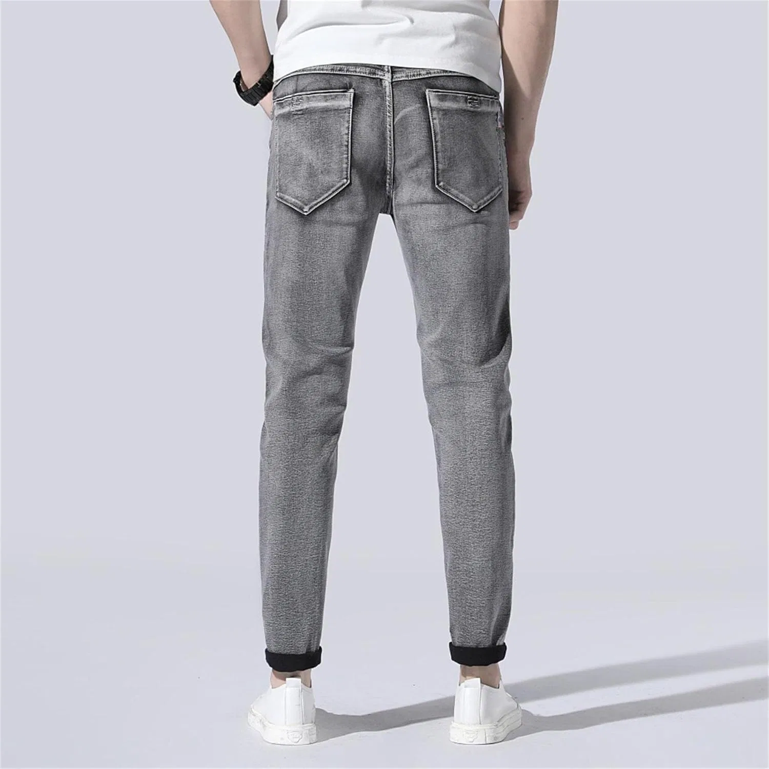 Джинсы прямые Slim Fit Casual, серый — фото 4