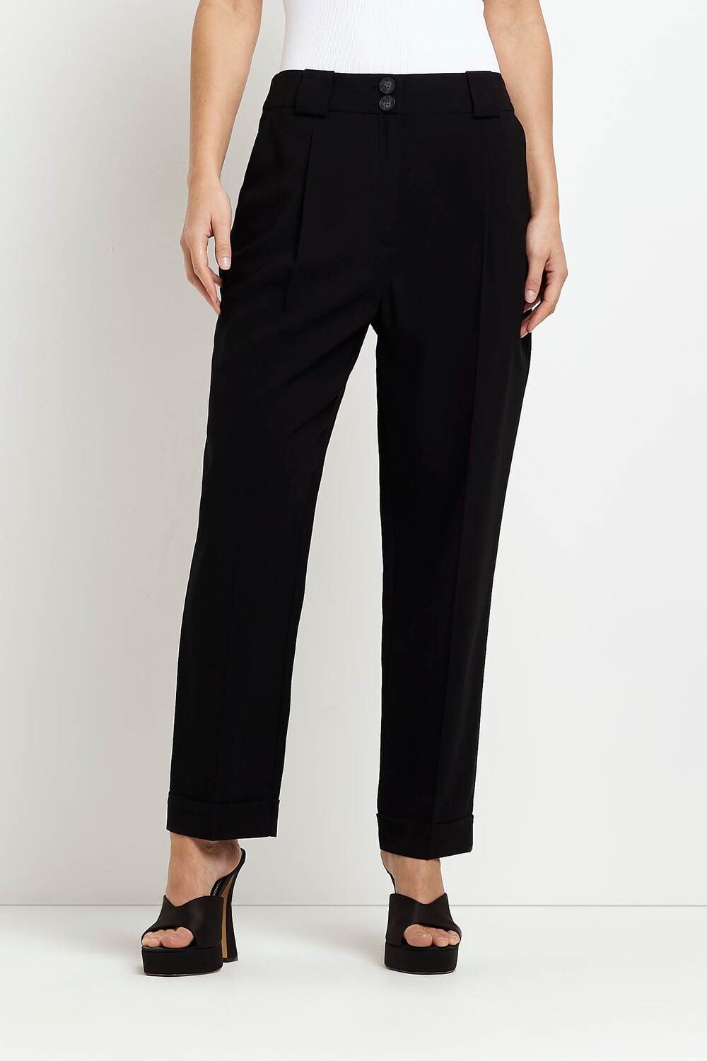 

Элегантные брюки с прямыми штанинами River Island, черный