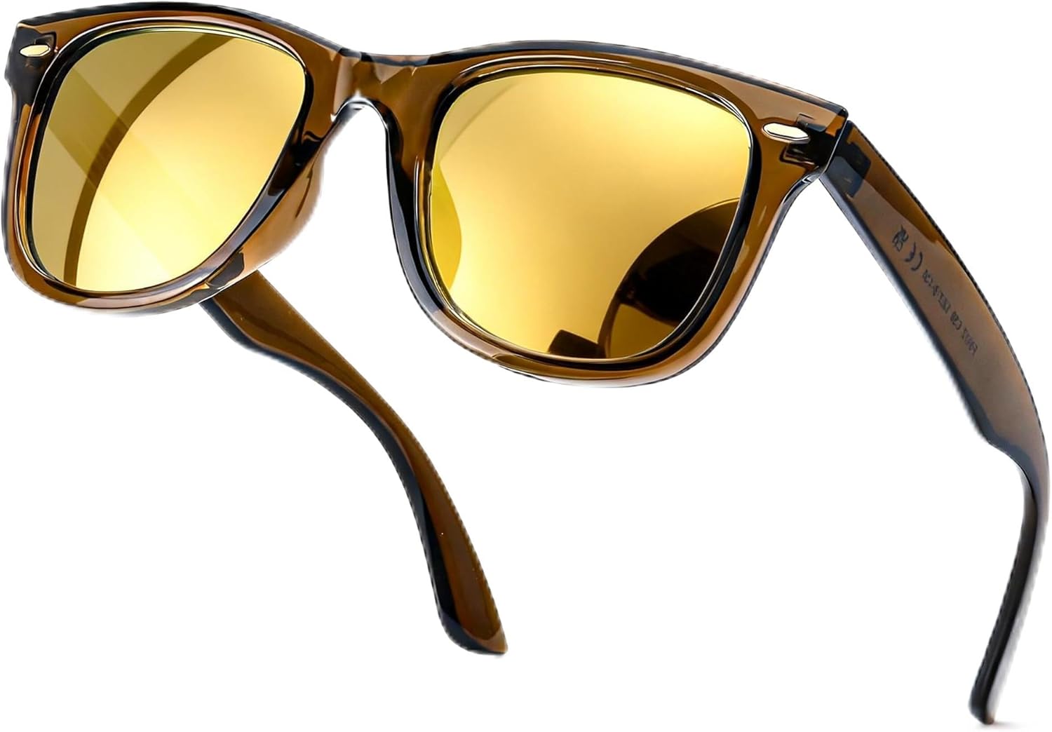 

Поляризованные солнцезащитные очки SIPHEW для женщин и мужчин - квадратные спортивные солнцезащитные очки с зеркальными линзами и защитой от УФ-излучения, средний размер, A13-brown Gold