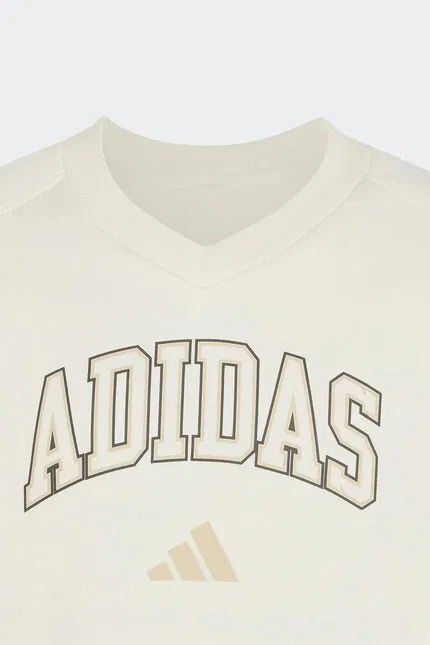 Худи детское с логотипом Adidas, бежевый — фото 3