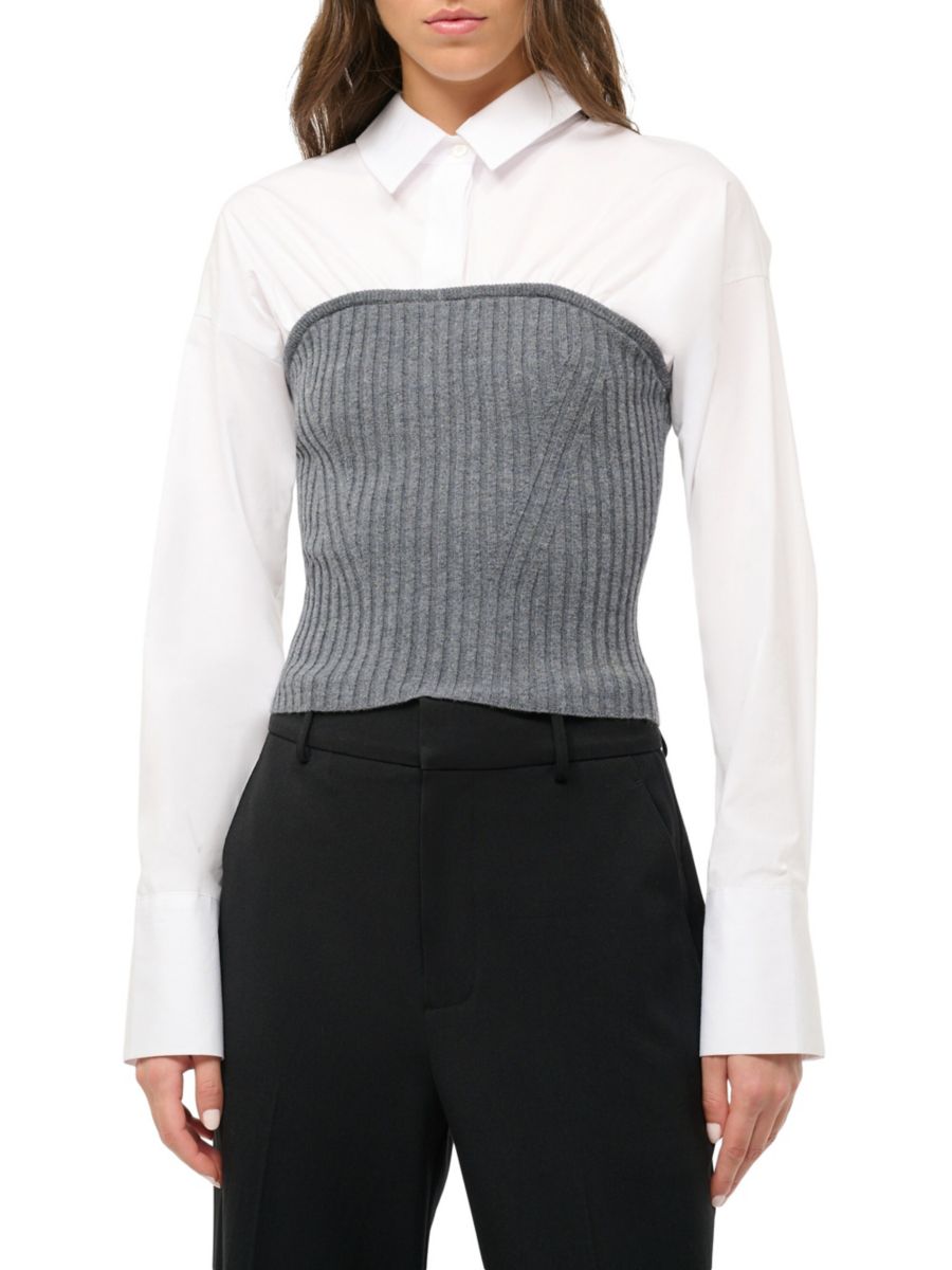 

Топ с воротником О'Киф Staud, цвет Charcoal White
