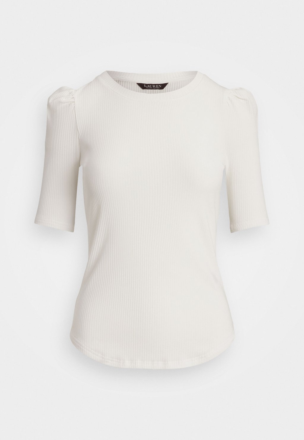 

Базовая футболка COTTON BLEND RIB KNIT PUFF SLEEVE TEE Lauren Ralph Lauren, белый