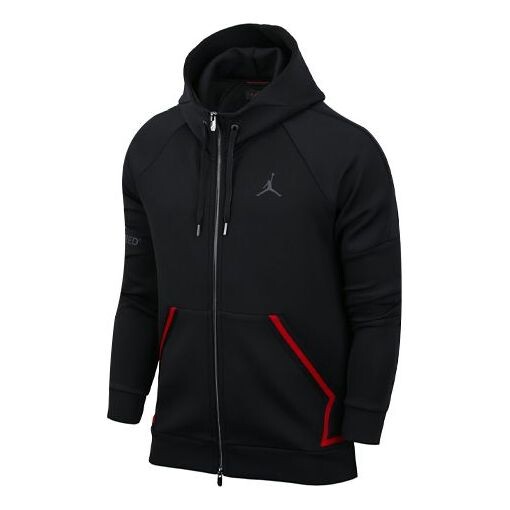 

Куртка Air Jordan logo Splicing Zipper Sports Hooded Jacket Men's Black, черный