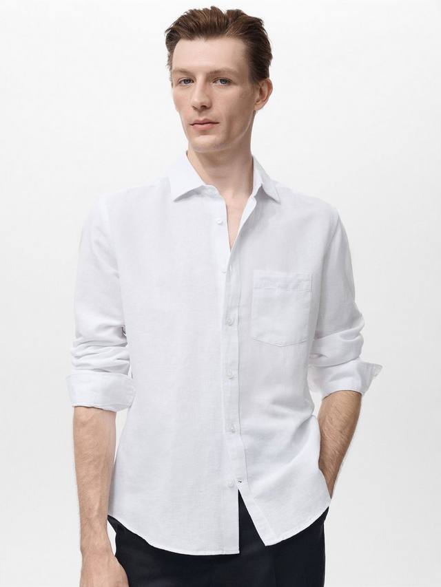 

Рубашка Avispa из смеси льна и хлопка Mango, White