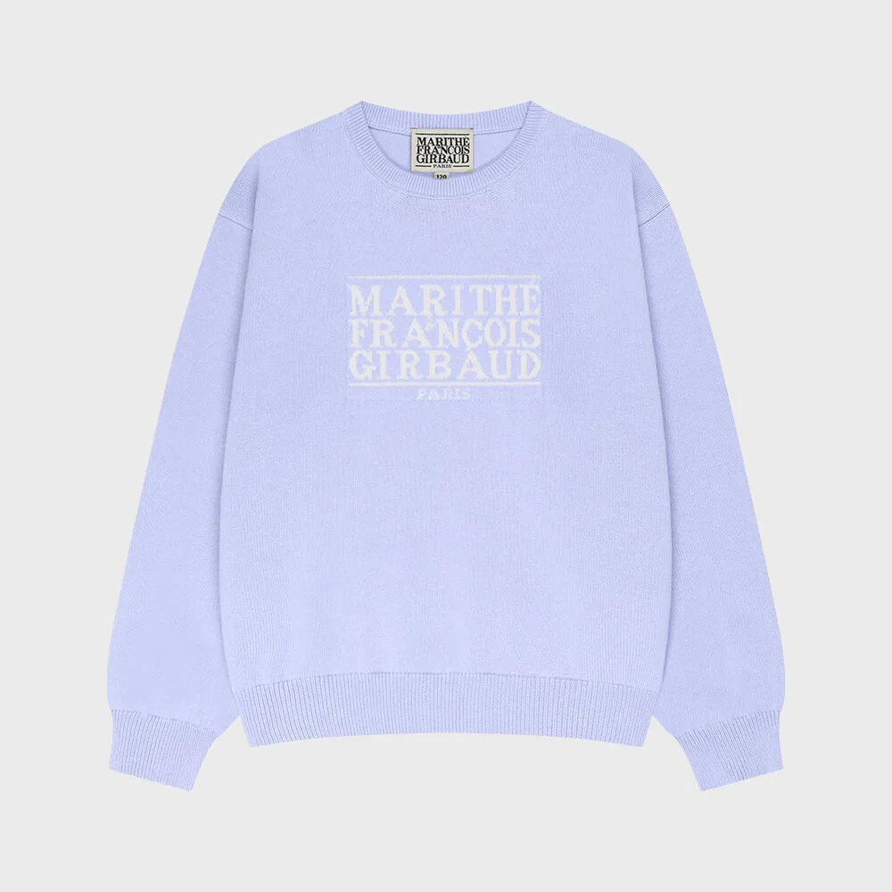 Детский вязаный пуловер Classic Logo светло-фиолетового цвета от Marithé Kids — фото 2