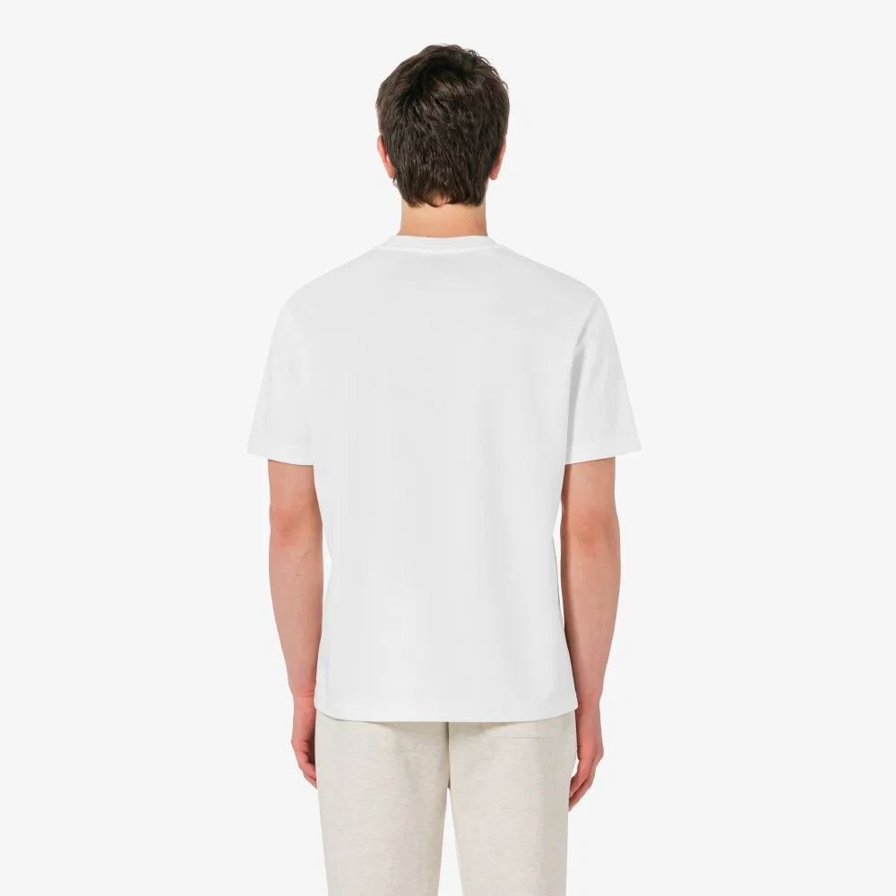 Мужская футболка Lacoste базовая офф-вайт — фото 3
