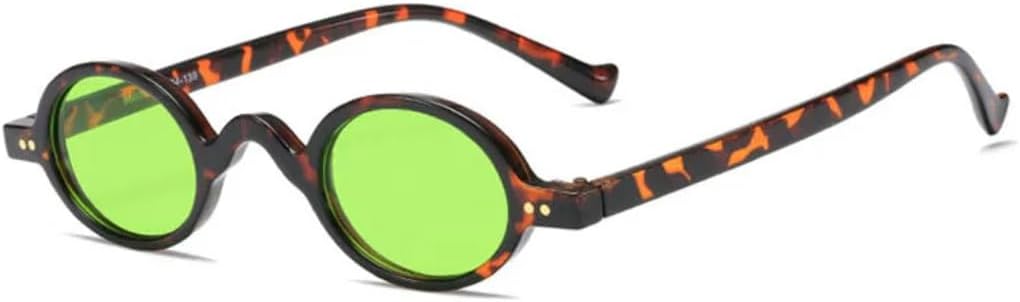 

Солнцезащитные очки для мужчин и женщин - защита UV400 - маленькая круглая оправа с цветными линзами для занятий спортом на открытом воздухе и вождения DSVIGF, Leopard Green