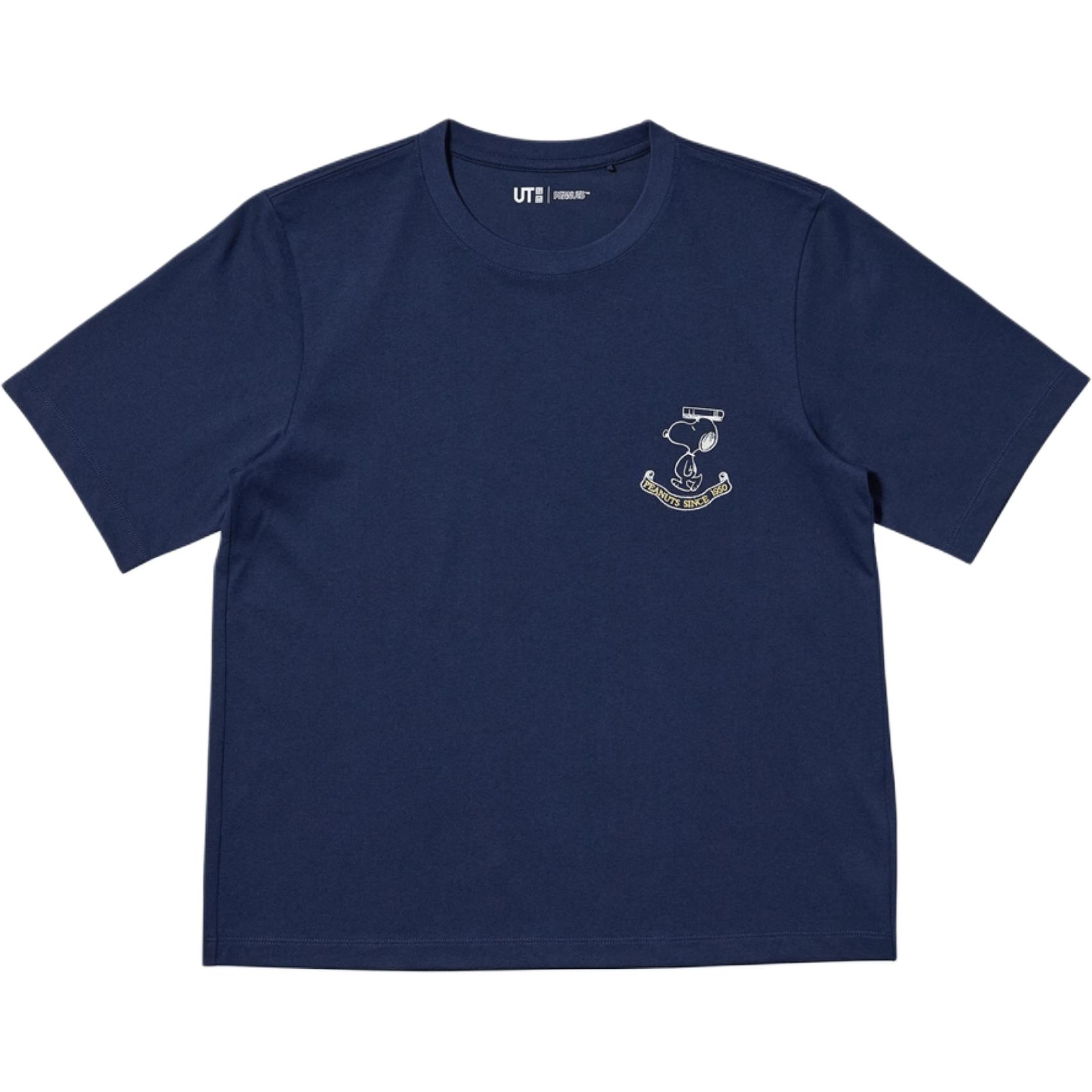 

PEANUTS, PEANUTS FW25 Футболка Women's UNIQLO, темно-синий