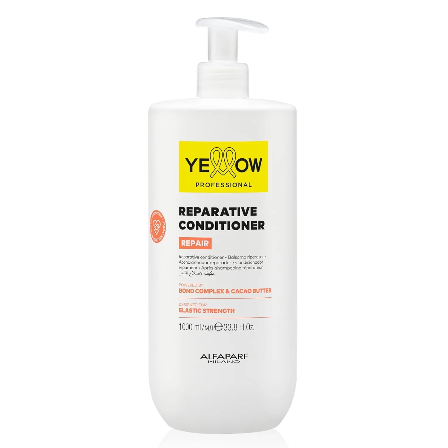 ALFAPARF MILANO Yellow Professional Repair Восстанавливающий кондиционер для поврежденных волос с Bond Complex и маслом какао для эластичности и прочности 1000 мл (.), Yellow