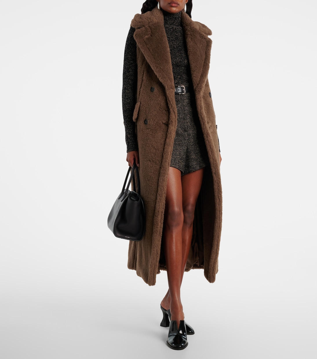 Пальто Тедди из альпаки, шерсти и шелка Max Mara, Cacha Scuro — фото 2