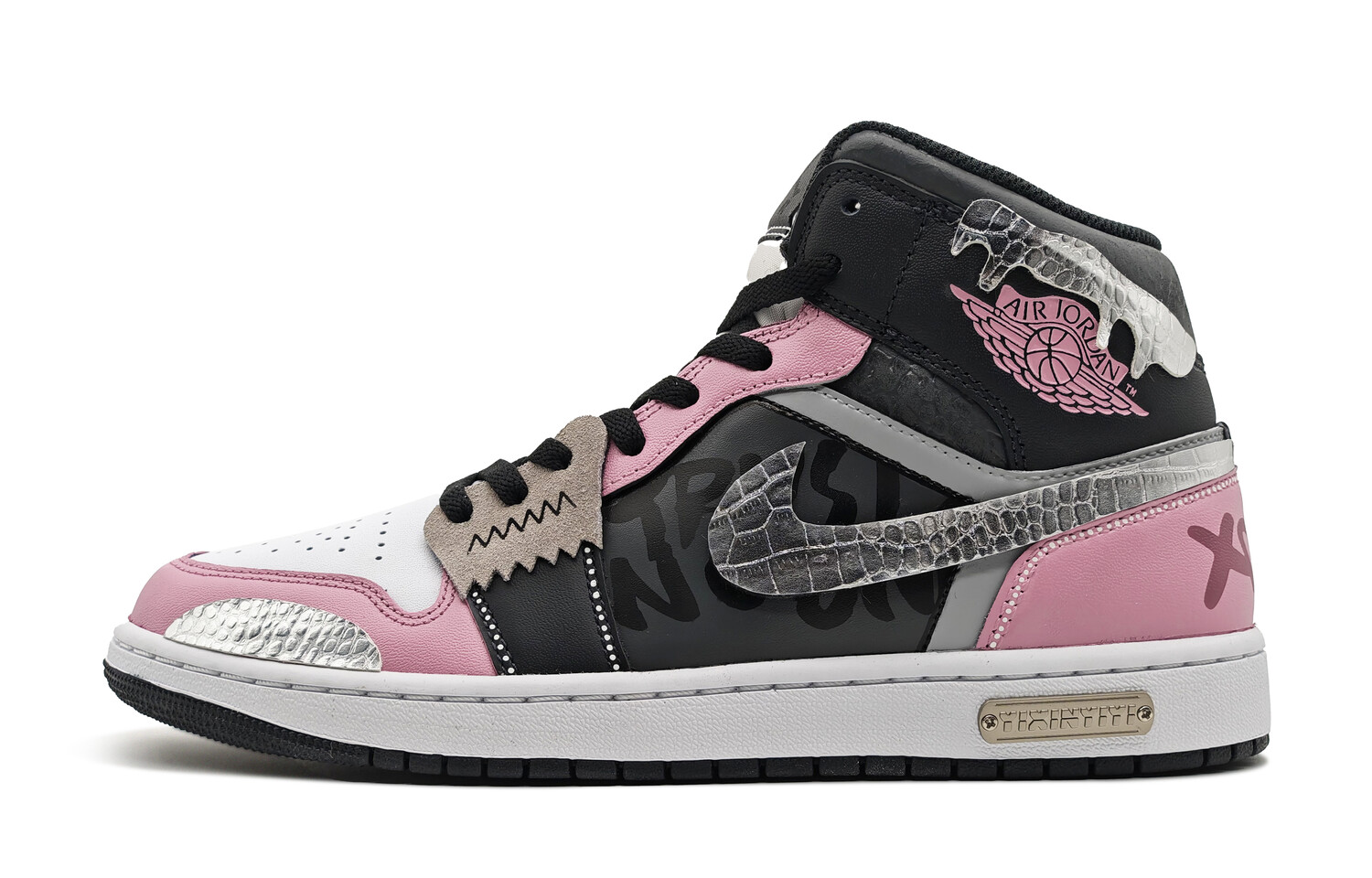 

Кроссовки Air Jordan 1 Vintage Basketball Shoes Women's Mid-top Black, розовый