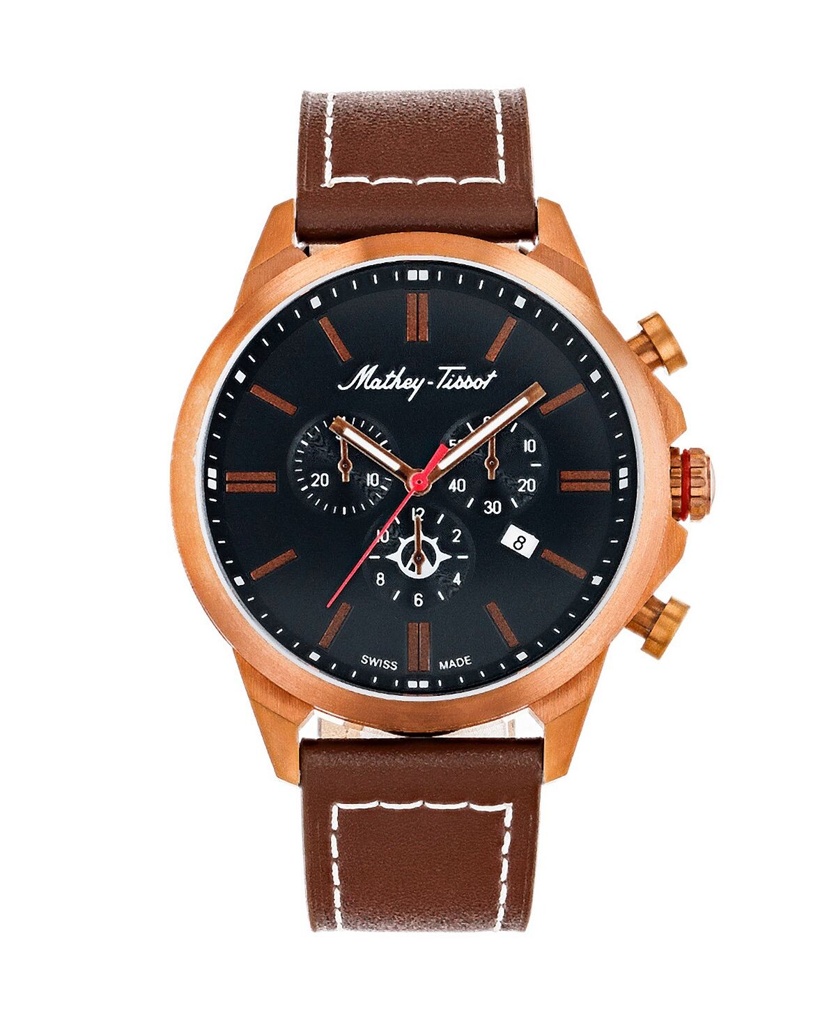 

Мужские часы Field Scout Collection с хронографом, коричневые из натуральной кожи, 45 мм Mathey-Tissot, коричневый