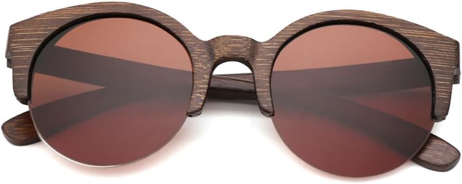 

Винтажные бамбуковые коричневые деревянные солнцезащитные очки в полуободковой оправе для мужчин и женщин, очки для вождения и путешествий, модные дизайнерские очки UJNHGQ, Brown