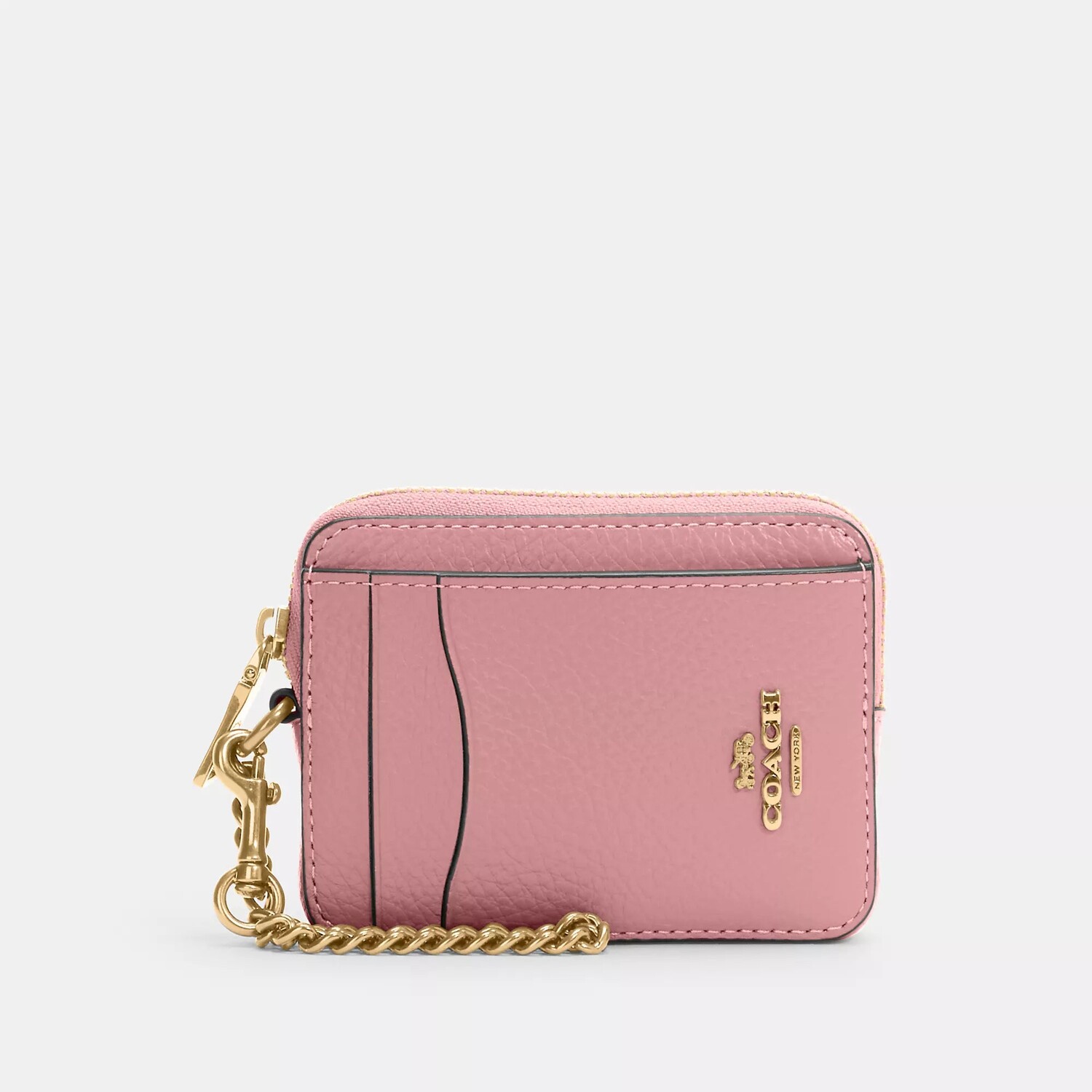 

Чехол для карточек Coach Outlet на молнии, цвет Gold/True Pink