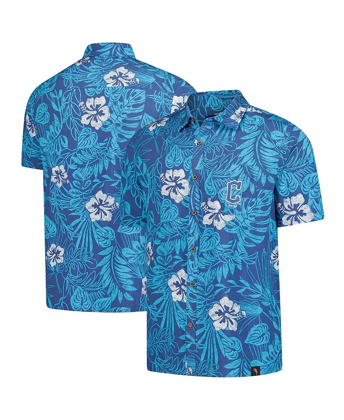 

Мужская голубая рубашка Cleveland Guardians Palm Shade Party с пуговицами Margaritaville