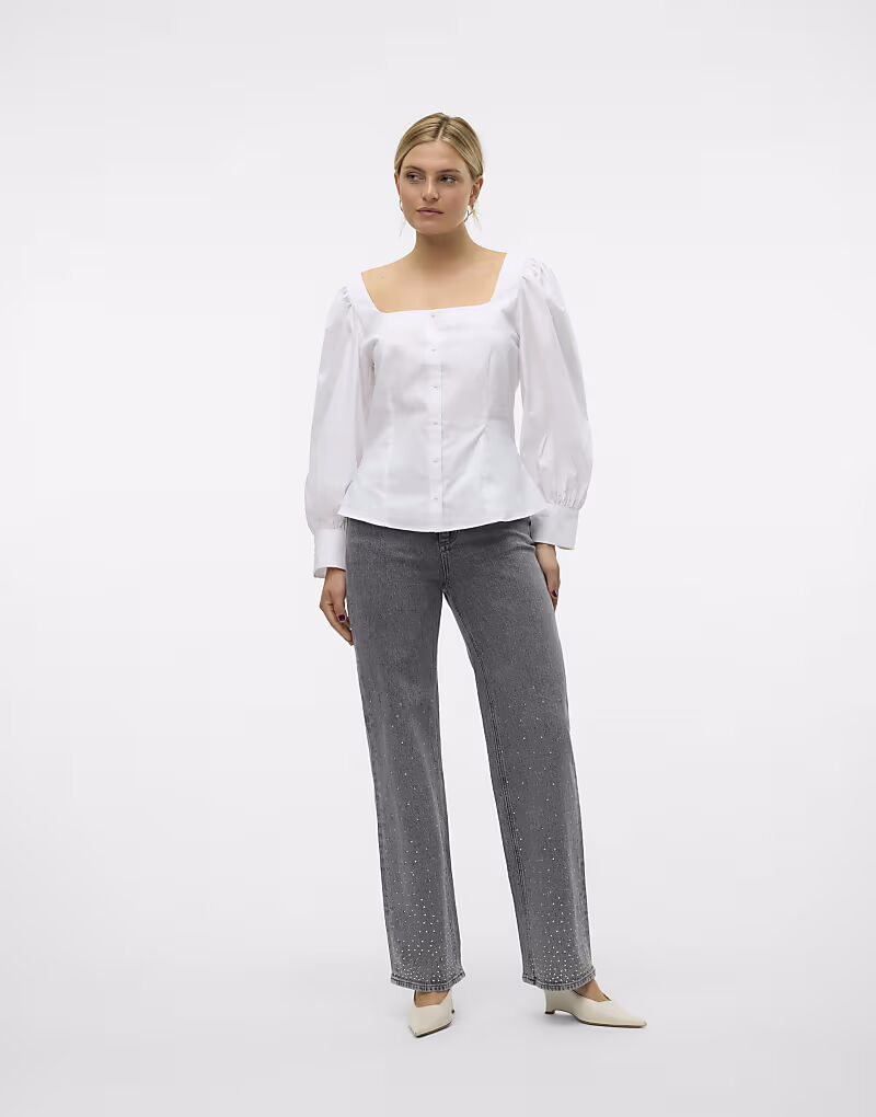 

Джинсы Vero Moda Wide-fit из светло-серого денима