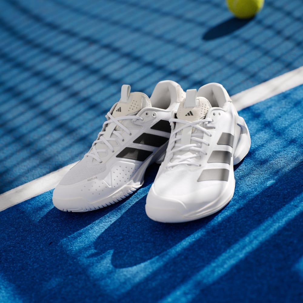Кроссовки Adidas Adizero Ubersonic 5 Tennis Shoes, цвет Cloud White/Core Black/Silver Metallic — фото 4
