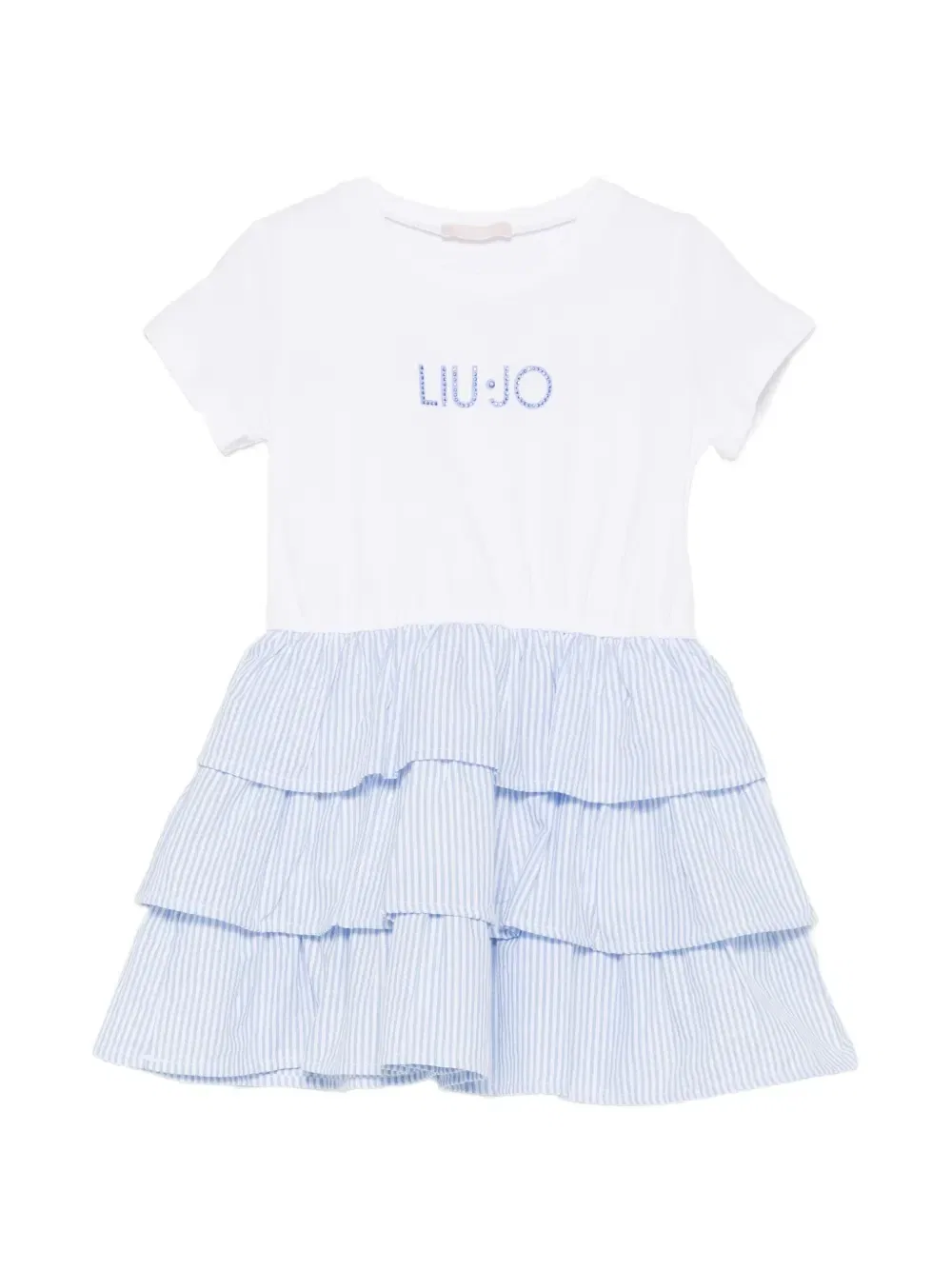 Платье в полоску с ярусами Liu Jo Kids, белый
