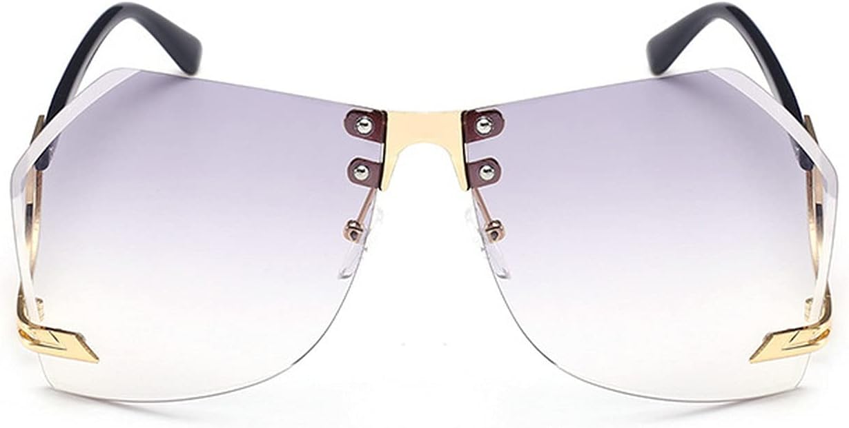 

2 шт. - Солнцезащитные очки без оправы неправильной формы для женщин, металлическая оправа, большие солнцезащитные очки с градиентным переходом цвета, модные женские прозрачные очки COTIA, Gray&tea