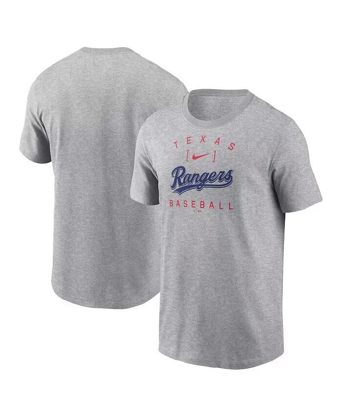 

Мужская футболка Heather Grey Texas Rangers Home Team Athletic Arch Nike, серый