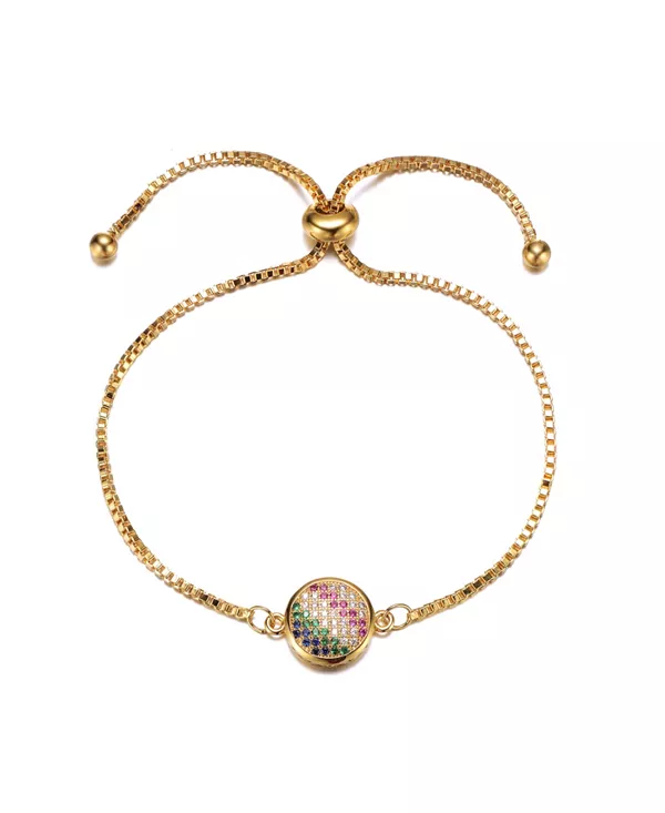 

Браслет Gigi Girl Teens с разноцветными кубическими цирконами, позолоченный 14 карат, регулируемый Gigigirl, gold