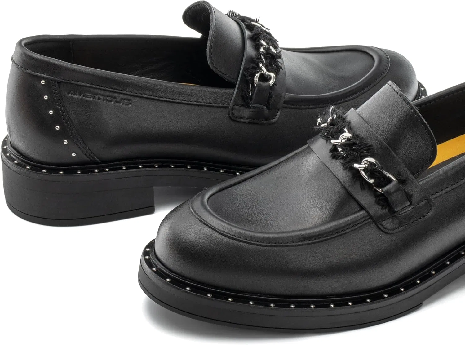 Лоферы Giselle Chunky Heel Penny Loafers, черная кожа Ambitious — фото 4