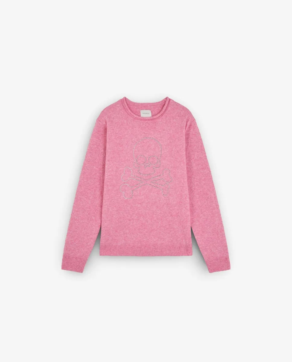 

Детский джемпер с логотипом из страз Scalpers, розовый