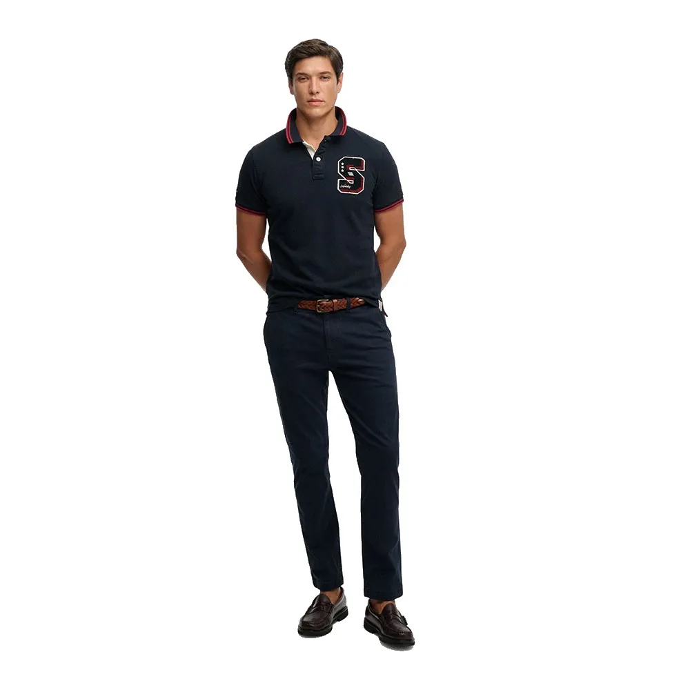 Поло Superdry Vintage Athletic Patch с коротким рукавом, синий — фото 4