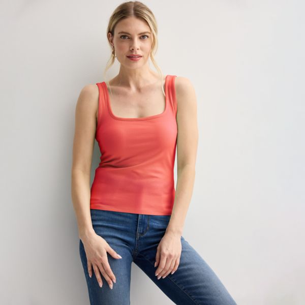 

Женский облегающий топ с квадратным вырезом и резинкой Nine West, цвет coral treasure