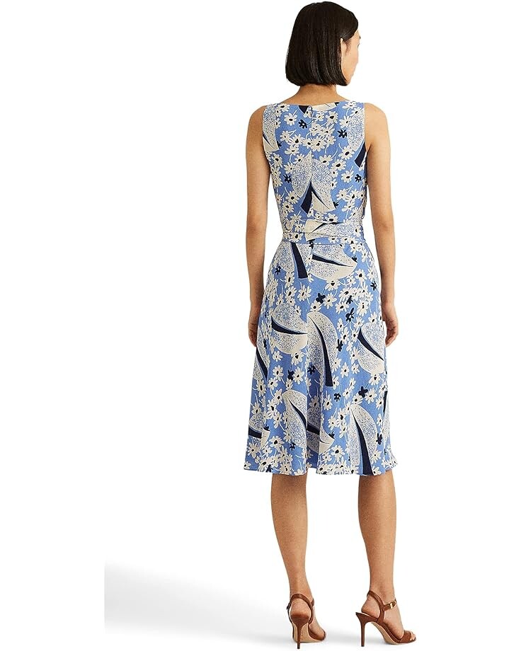 

Платье LAUREN Ralph Lauren Floral Crepe Sleeveless Dress, цвет Blue/Cream/Multi