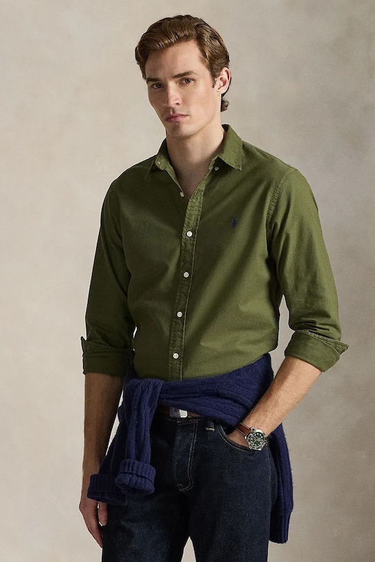 

Хлопковая рубашка Polo Ralph Lauren, зеленый