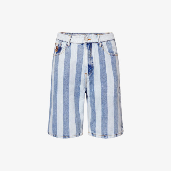 

Джинсовые шорты Billionaire Boys Club полосатые вышитые, голубой