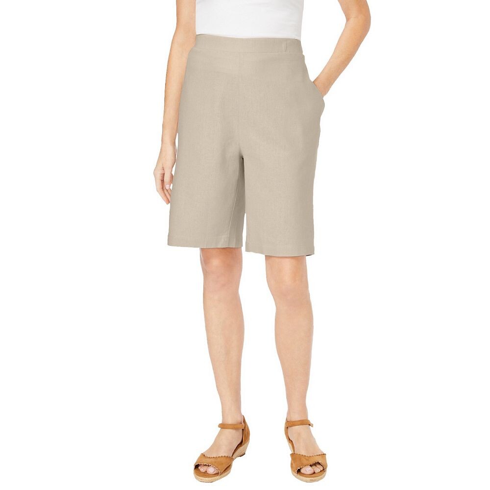 

Женщина в женских льняных шортах больших размеров Woman Within, цвет Natural Khaki